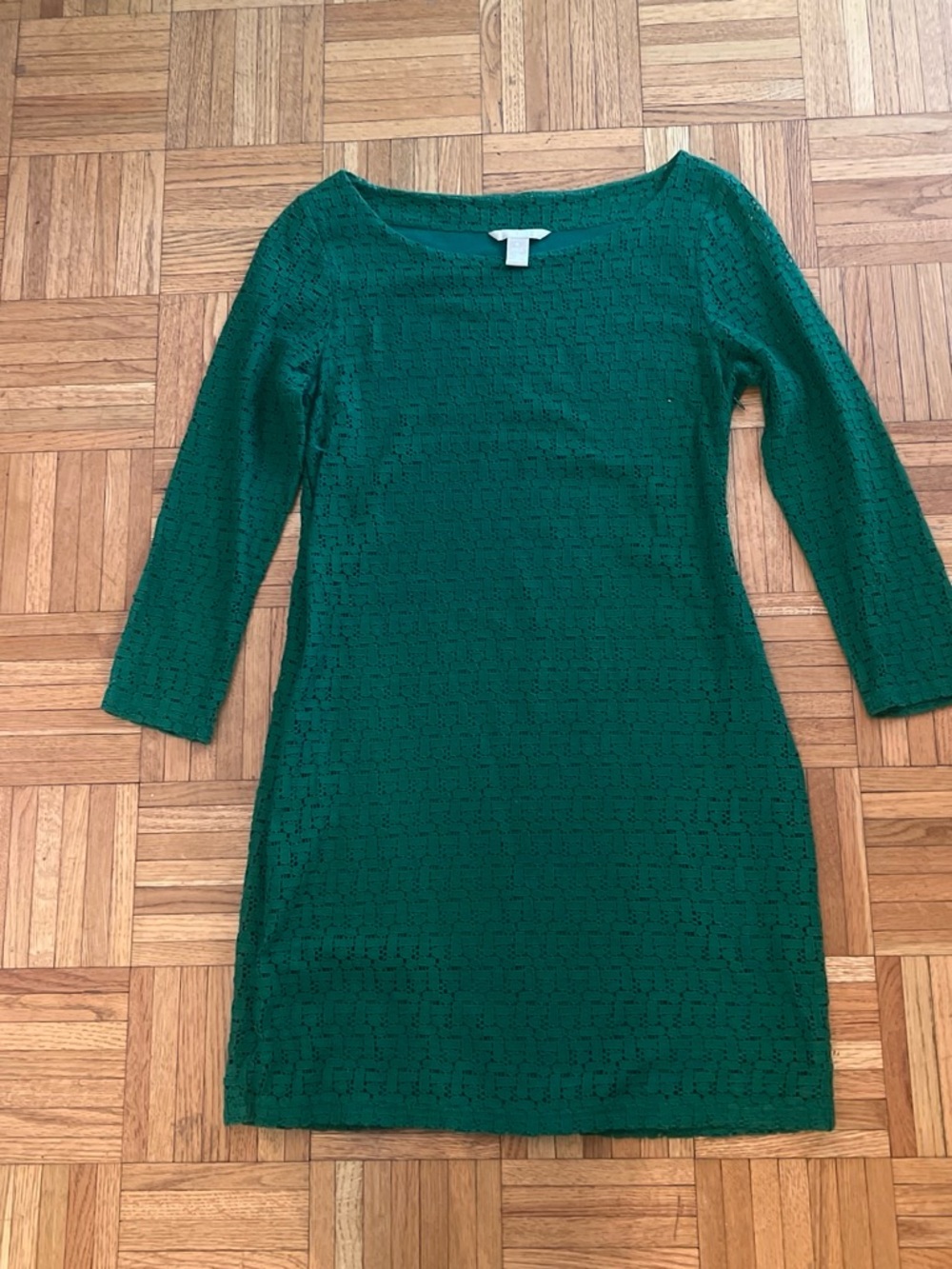 Banana Republic Emerald Green Textured Knit Long Sleeve Dress